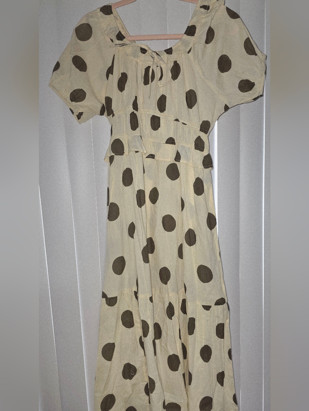 Citrus Linen Smocked Polka Dot Maxi Dress